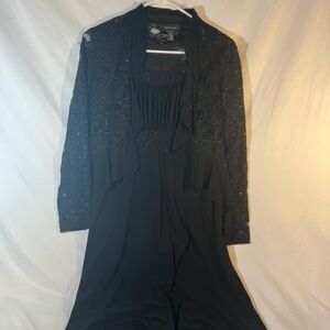 R&M Richards Black Long Sleeve Lace Dress